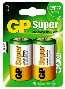 Батарейка GP 13A LR20 D (2шт) Super Alkaline